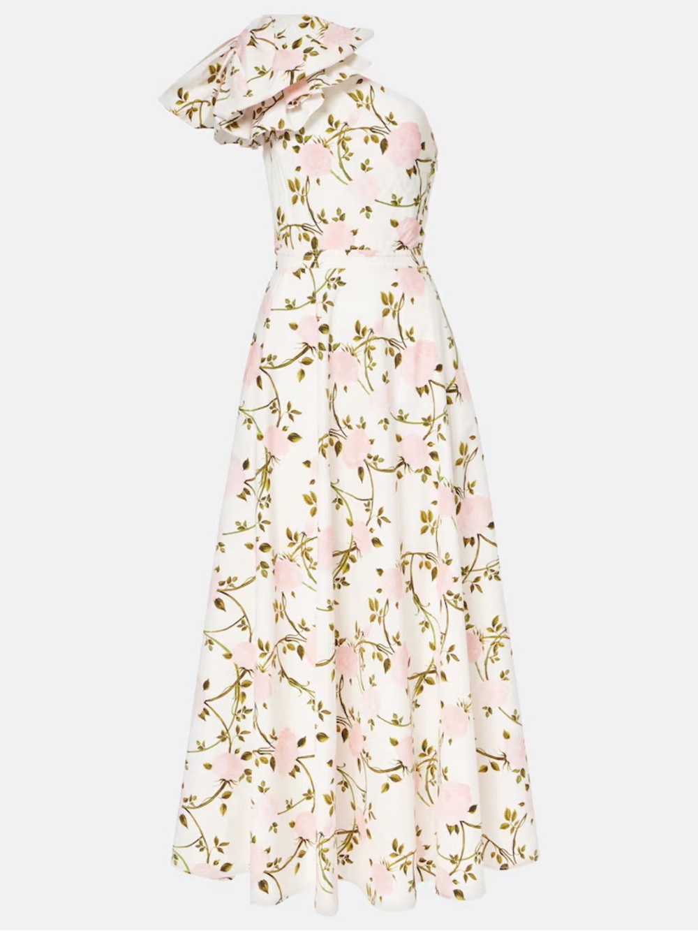 Giambattista Valli Floral-Print Bow One-Shoulder Midi Dress NWT $3850 size 38